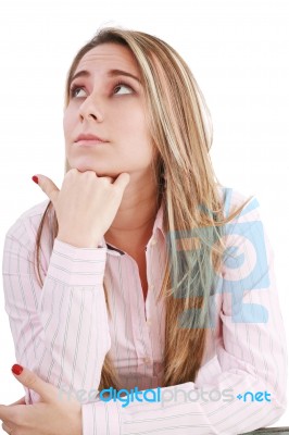 Pensive Businesswoman Stock Photo