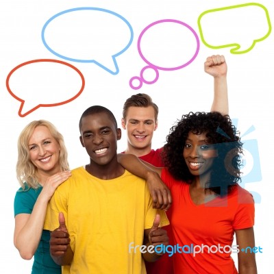 People And Speech Bubbles Design Stock Photo