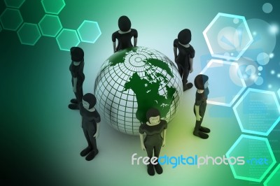 People Around A Globe Representing Social Networking Stock Image