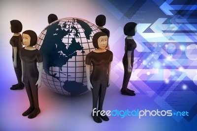 People Around A Globe Representing Social Networking Stock Image