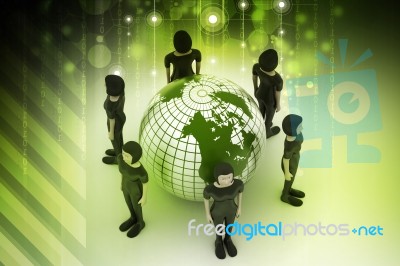 People Around A Globe Representing Social Networking Stock Image