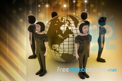 People Around A Globe Representing Social Networking Stock Image