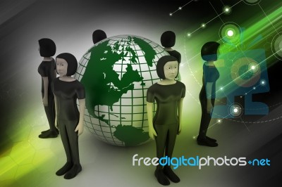 People Around A Globe Representing Social Networking Stock Image