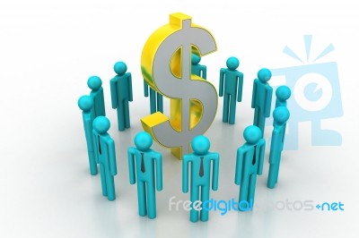 People Around Dollar Sign Stock Image