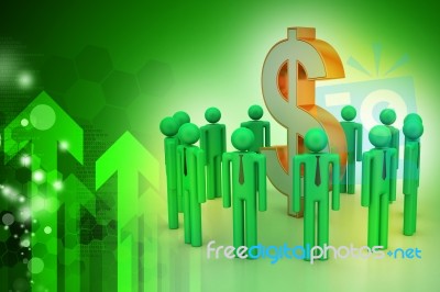 People Around Dollar Sign Stock Image