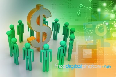 People Around Dollar Sign Stock Image