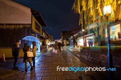 People At Old Town  In
Higashiyama, Kyoto Stock Photo