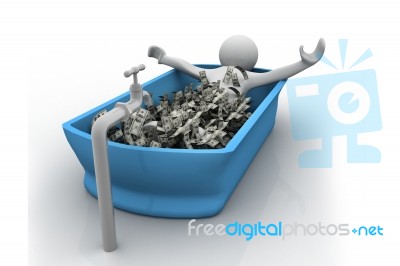 People Bath In Cash Stock Image