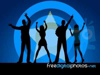 People Disco Indicates Silhouettes Friends And Outline Stock Image