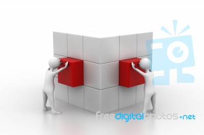 People fixing Box Stock Image