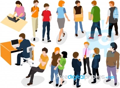 People  Flat Design Isolated On White Background Stock Image