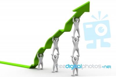 People Pushing Up The Arrow Stock Image