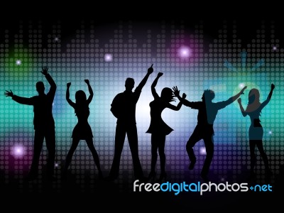 People Silhouette Means Disco Music And Dance Stock Image