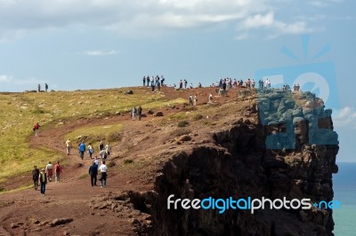 People Walking To And From A Viewpoint In Madeira Stock Photo