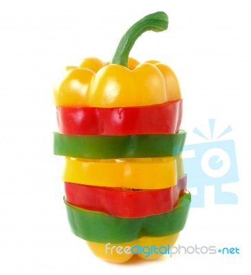 Pepper Sliced On White Background Stock Photo