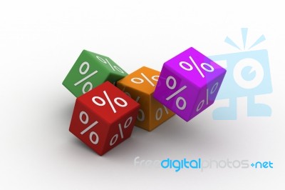 Percent On Falling Cubes Stock Image