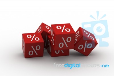 Percent On Falling Red Cubes Stock Image