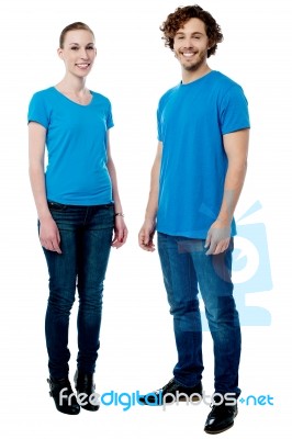 Perfect Young Couple Posing In Trendy Casuals Stock Photo