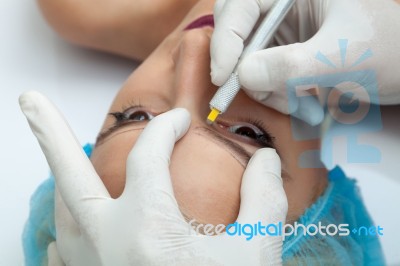 Permanent Eyebrows Japanese Style Stock Photo