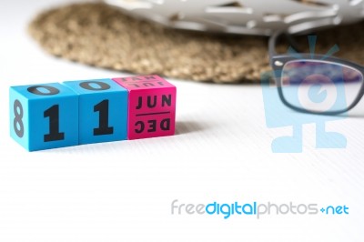 Perpetual Calendar Set At The Date Of June 11 Stock Photo