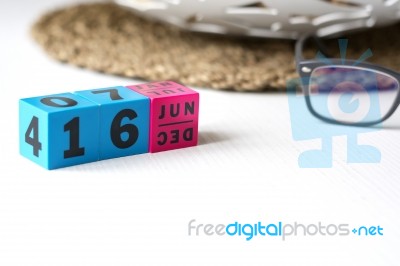 Perpetual Calendar Set At The Date Of June 16 Stock Photo