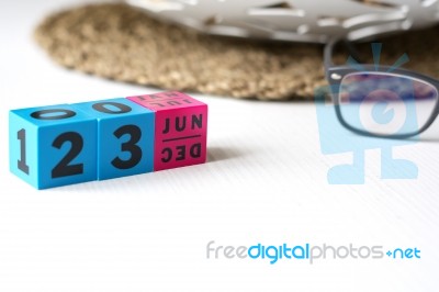 Perpetual Calendar Set At The Date Of June 23 Stock Photo