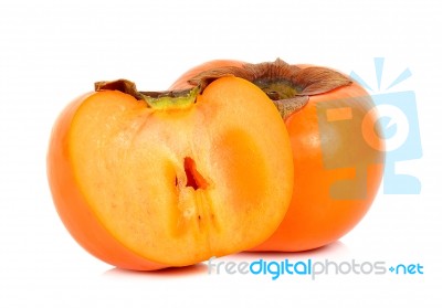 Persimmon On White Background Stock Photo