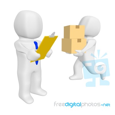 Person Checklist Cardboard Boxes Stock Image