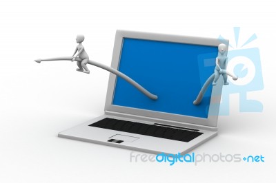 Person Coming Out From Laptop Stock Image