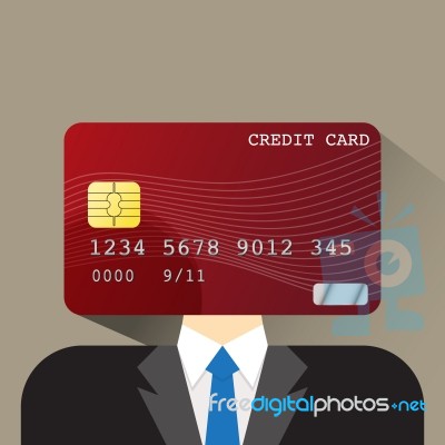 Person Head Credit Card Flat Icon  Illustration Eps 10 Stock Image