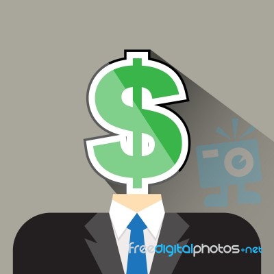 Person Head Money Flat Icon  Illustration Eps 10 Stock Image