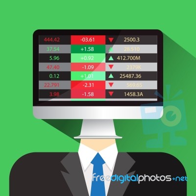 Person Head Monitor Display Stock Flat Icon  Illustration Eps 10… Stock Image