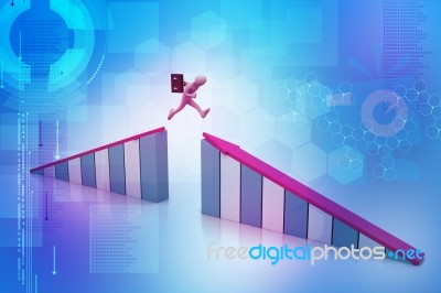 Person Jumping Over Graphic Chart Stock Image