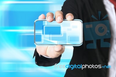 Person Showing Touch Phone Stock Photo