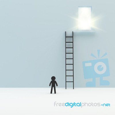 Person With Ladder Stock Image