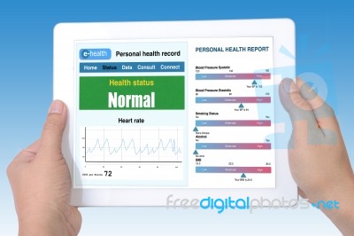 Personal Health Status On Taplet Stock Photo