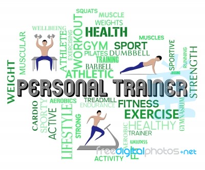 Personal Trainer Means Physical Activity And Athletic Stock Image