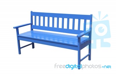 Perspective Blue Wooden Bench On White Background Stock Photo