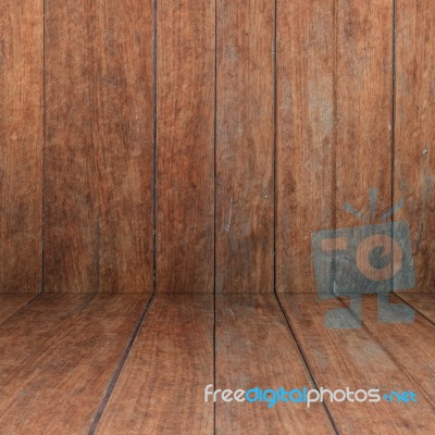 Perspective Floor With Wood Panel Background Stock Photo