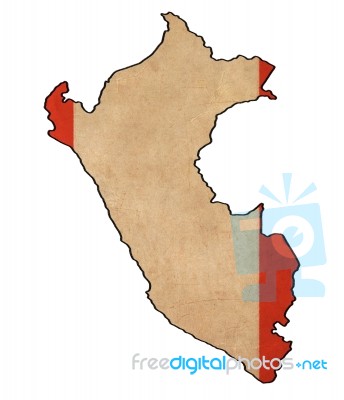 Peru Map On Peru Flag Drawing ,grunge And Retro Flag Series Stock Image