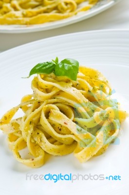 Pesto Pasta Stock Photo