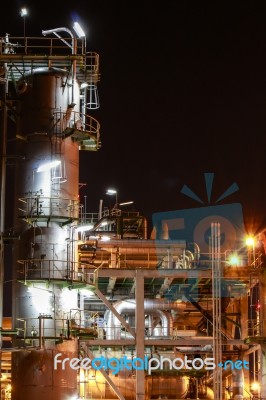 Petro And Chemical Plant - Night Scene Stock Photo