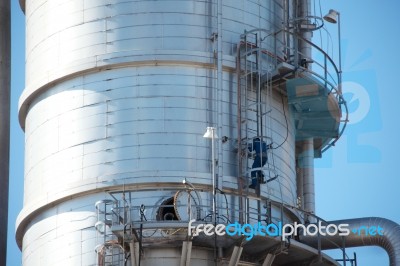 Petrochemical Plant During Maintenance Shutdown Stock Photo