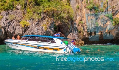 Phi-phi Island, Krabi, Thailand - November 11, 2016: Speed Boat Stock Photo