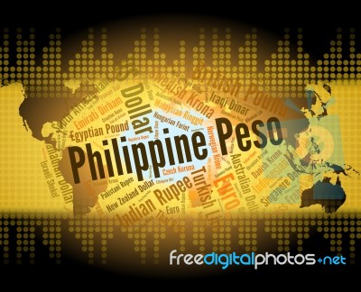 Philippine Peso Means Exchange Rate And Banknote Stock Image