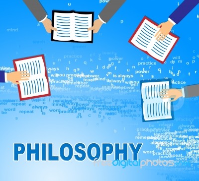 Philosophy Books Shows Thinking Thought And Reasoning Stock Image