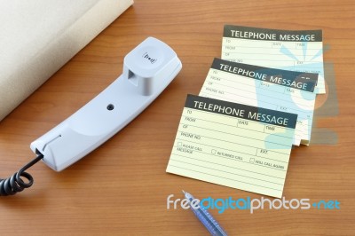 Phone And Telephone Message Paper Stock Photo