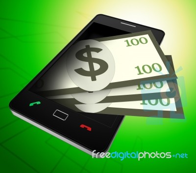 Phone Dollars Represents World Wide Web And American Stock Image