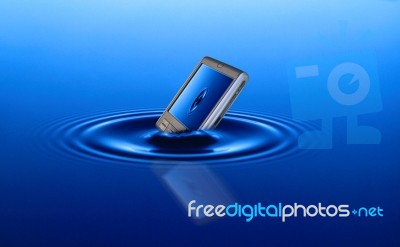 Phone In The Water Stock Photo