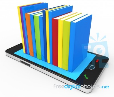 Phone Knowledge Online Indicates World Wide Web And Book Stock Image